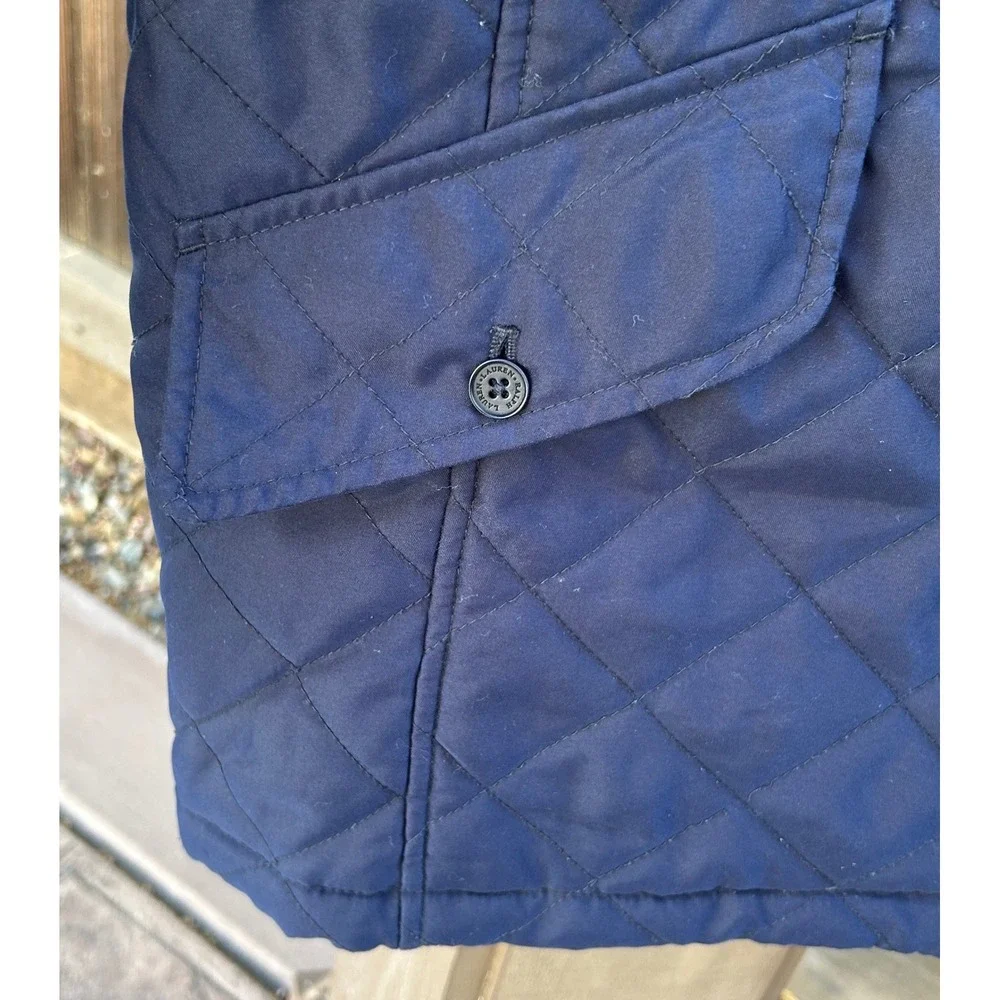 Lauren Ralph Lauren Jacket Womens PS Navy Quilted Corduroy Collar Barn Coat
